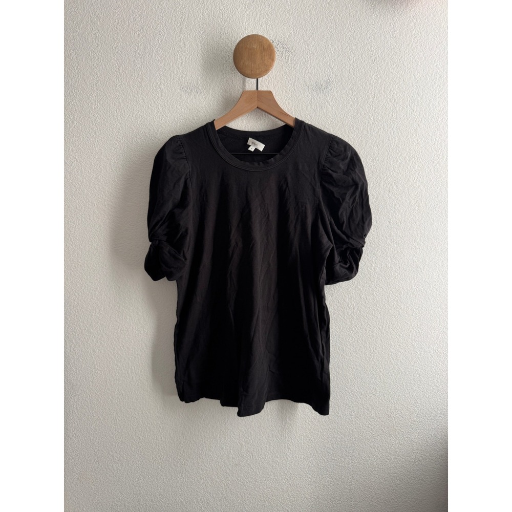 ALC Black Puff Sleeve Cotton A.L.C. Tshirt Size Medium